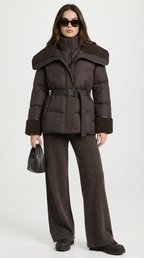 Chaqueta acolchada con cuello XL en marrón