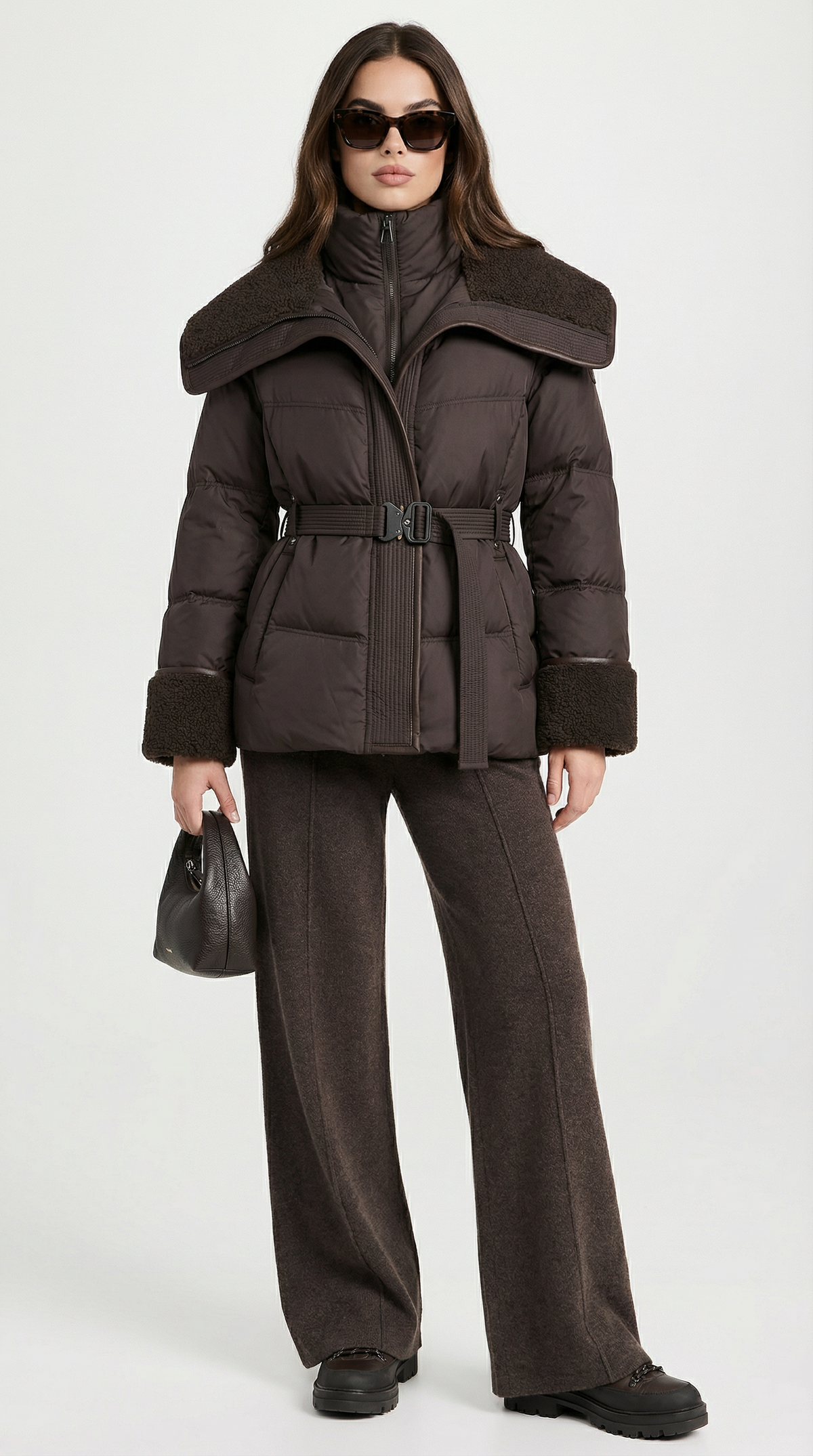Chaqueta acolchada con cuello XL en marrón