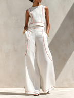 Clara | Conjunto blanco de top y pantalón