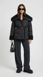 Chaqueta acolchada con cuello XL en negro