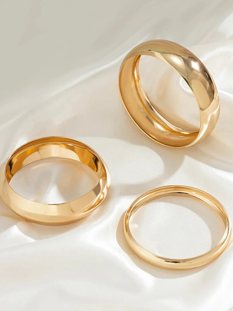 Pulsera De 3 Piezas | Conjunto Elegante Bañado En Oro
