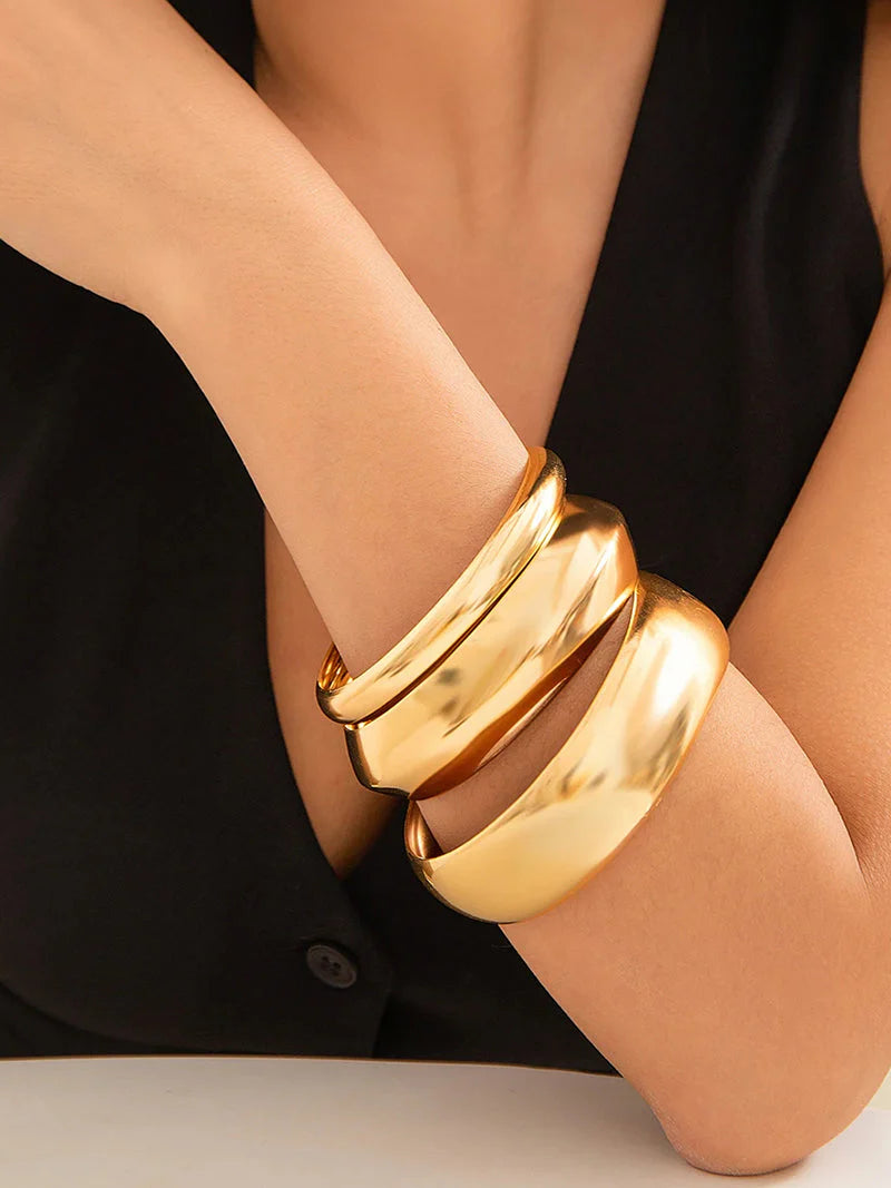 Pulsera De 3 Piezas | Conjunto Elegante Bañado En Oro