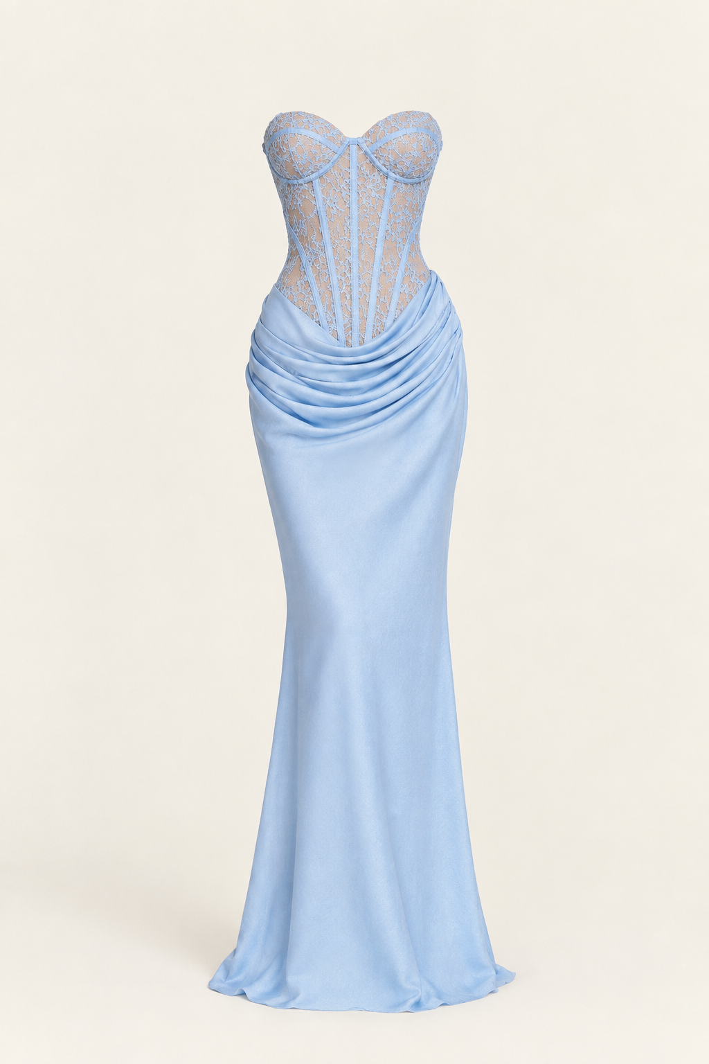 Celeste | Vestido largo azul con encaje