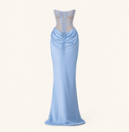 Celeste | Vestido largo azul con encaje