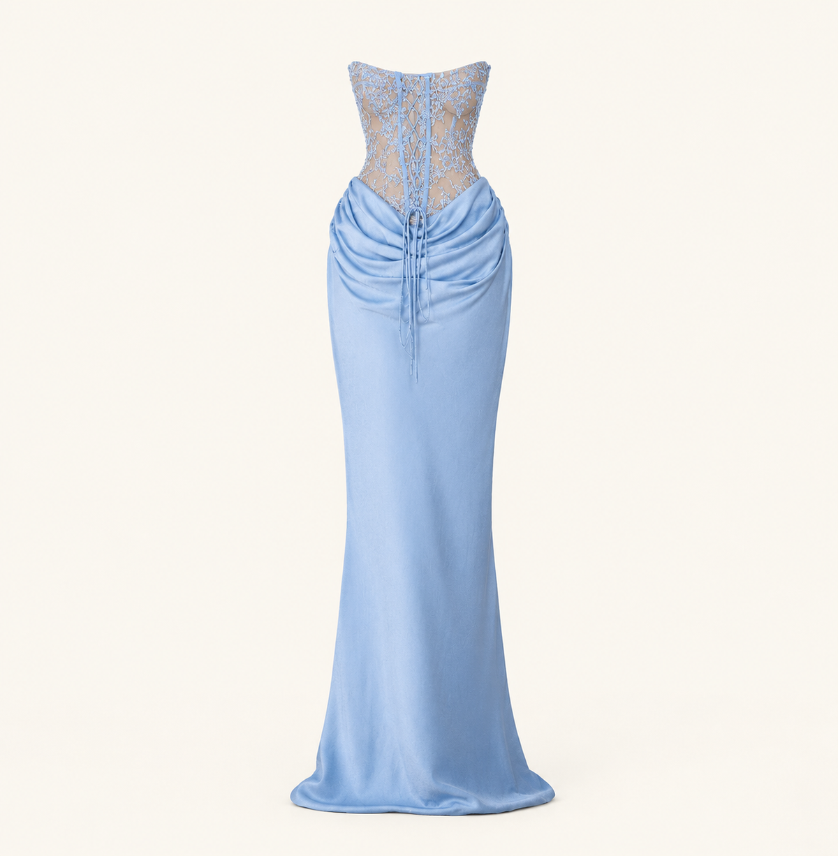 Celeste | Vestido largo azul con encaje