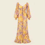 Gregoria | Vestido largo floral de escote profundo