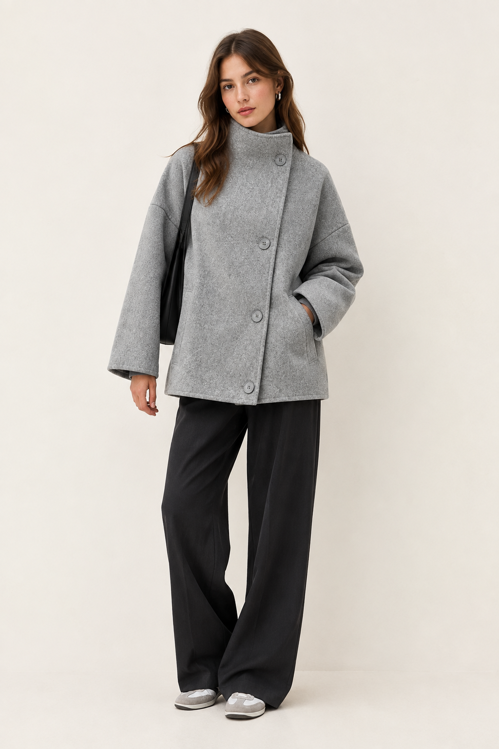Victoria | Abrigo gris de cuello alto