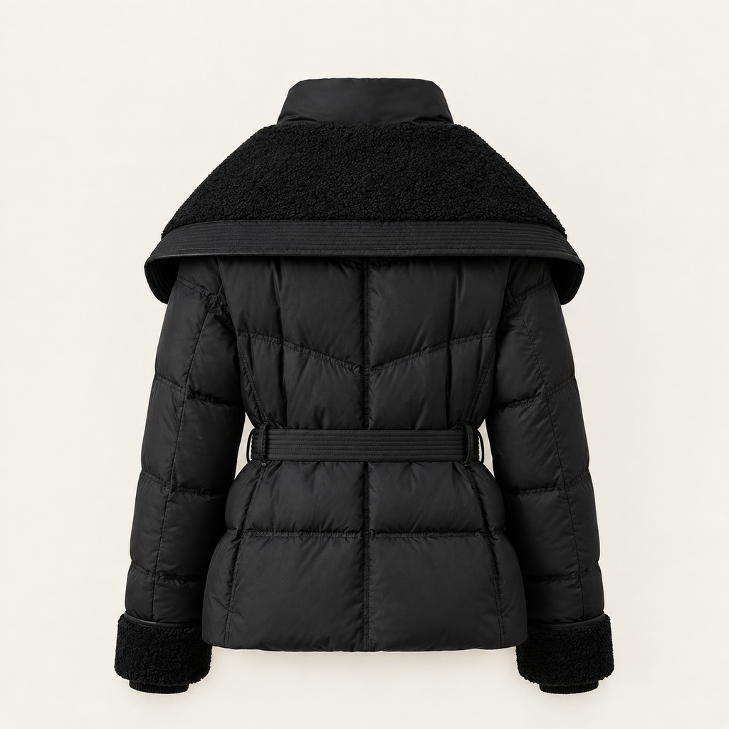 Chaqueta acolchada con cuello XL en negro y marrón