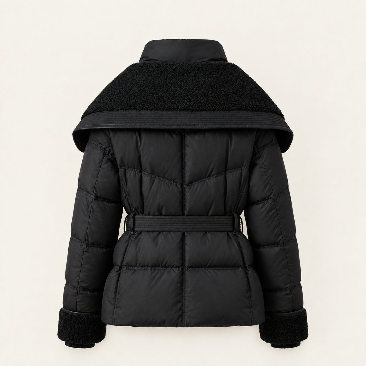 Chaqueta acolchada con cuello XL en negro y marrón