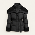 Chaqueta acolchada con cuello XL en negro y marrón