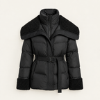 Chaqueta acolchada con cuello XL en negro y marrón