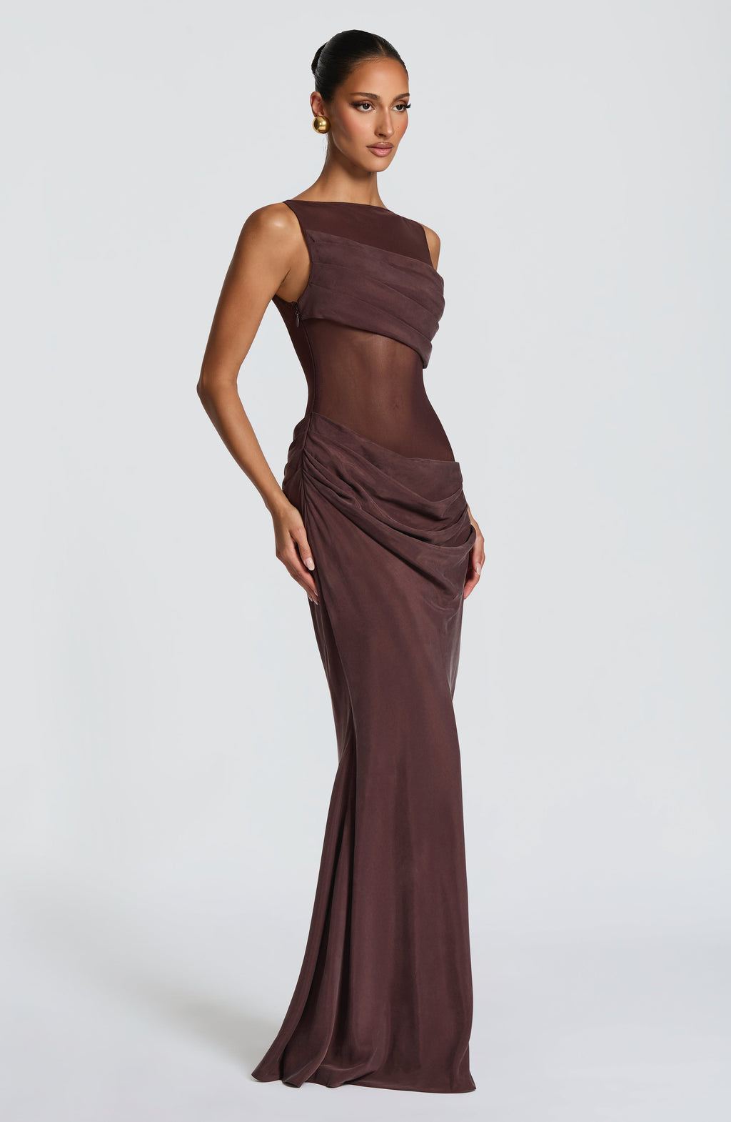 Vestido largo Gracelyn - Marrón ciruela