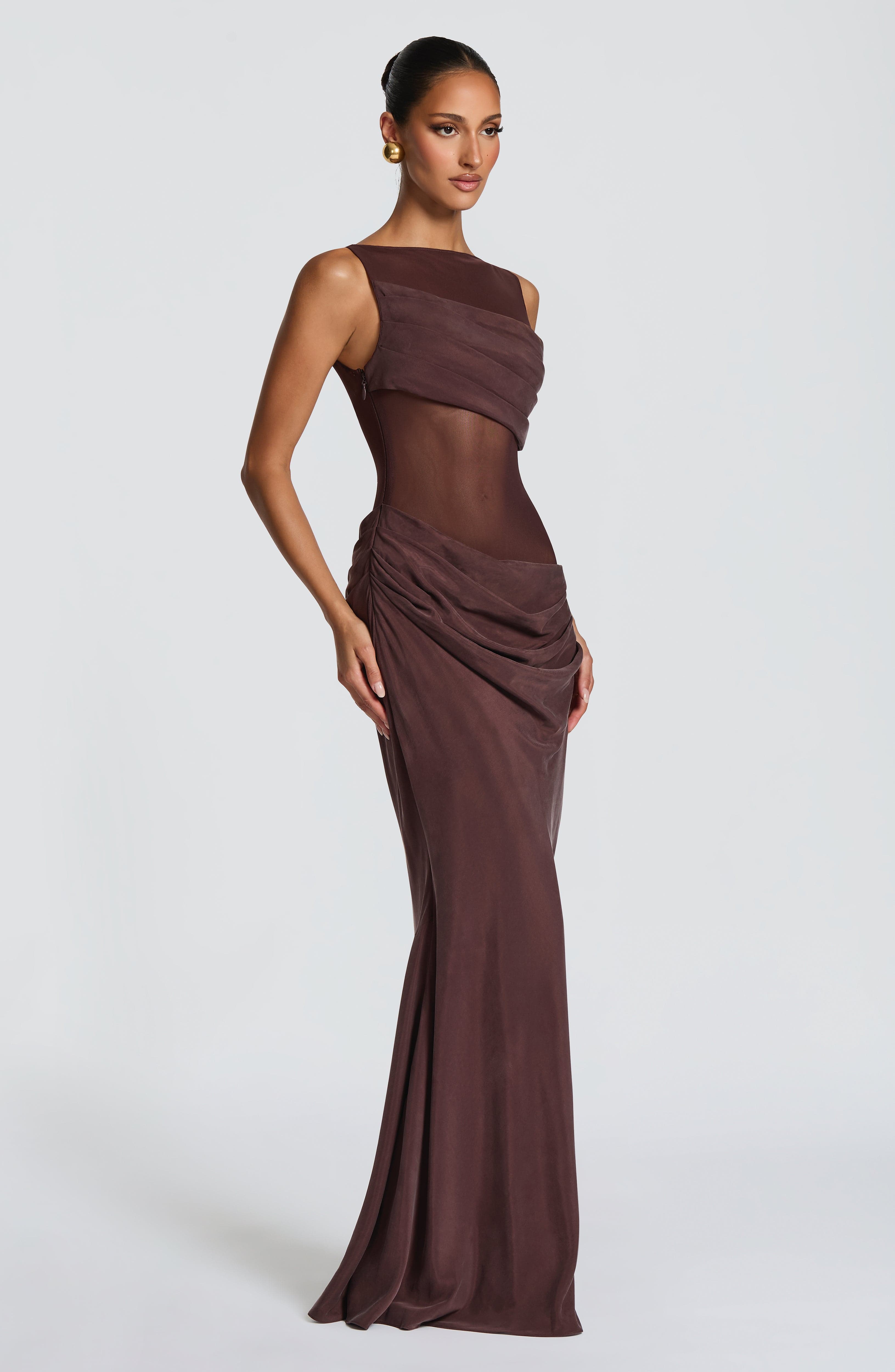Vestido largo Gracelyn - Marrón ciruela