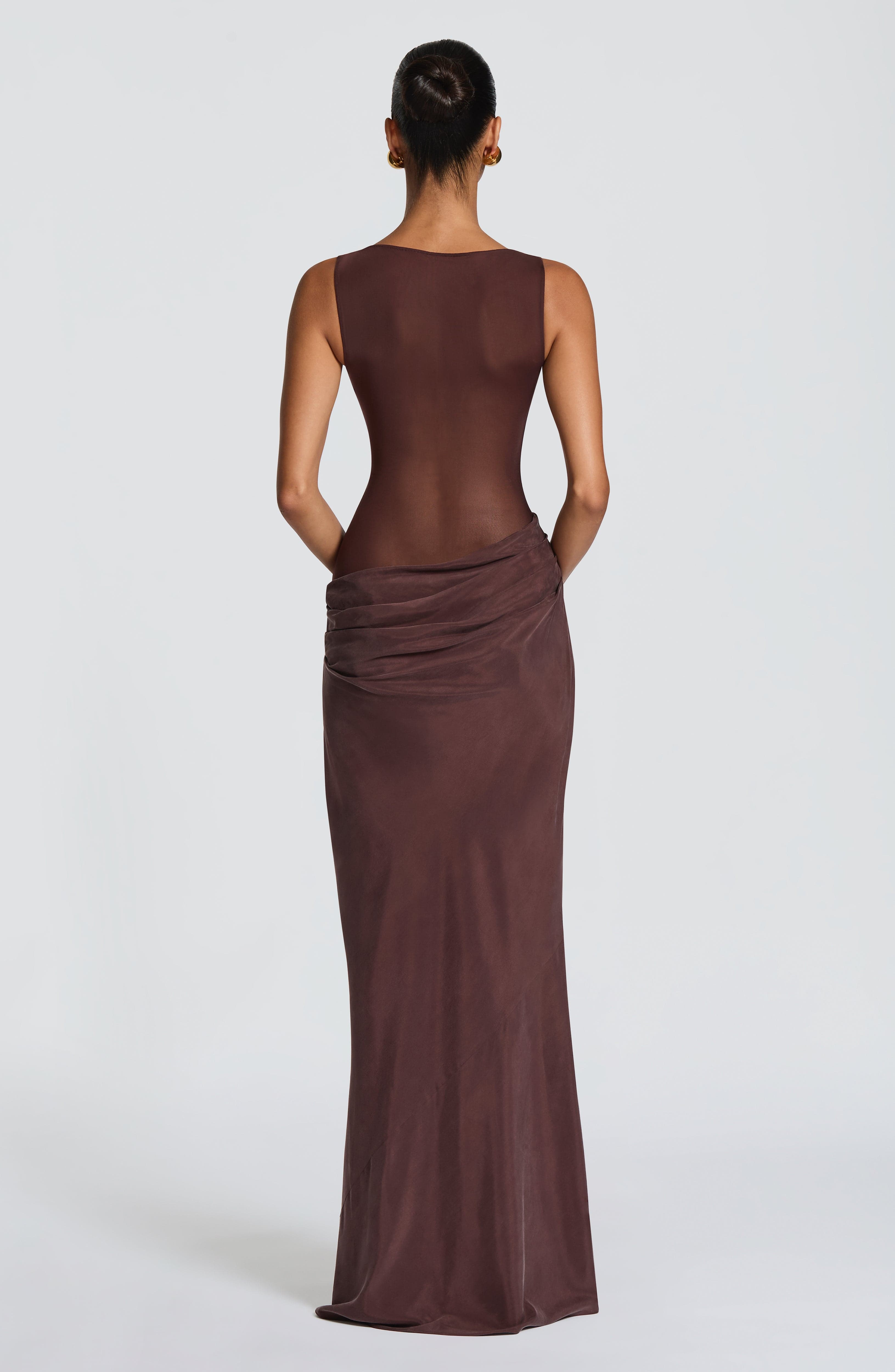 Vestido largo Gracelyn - Marrón ciruela